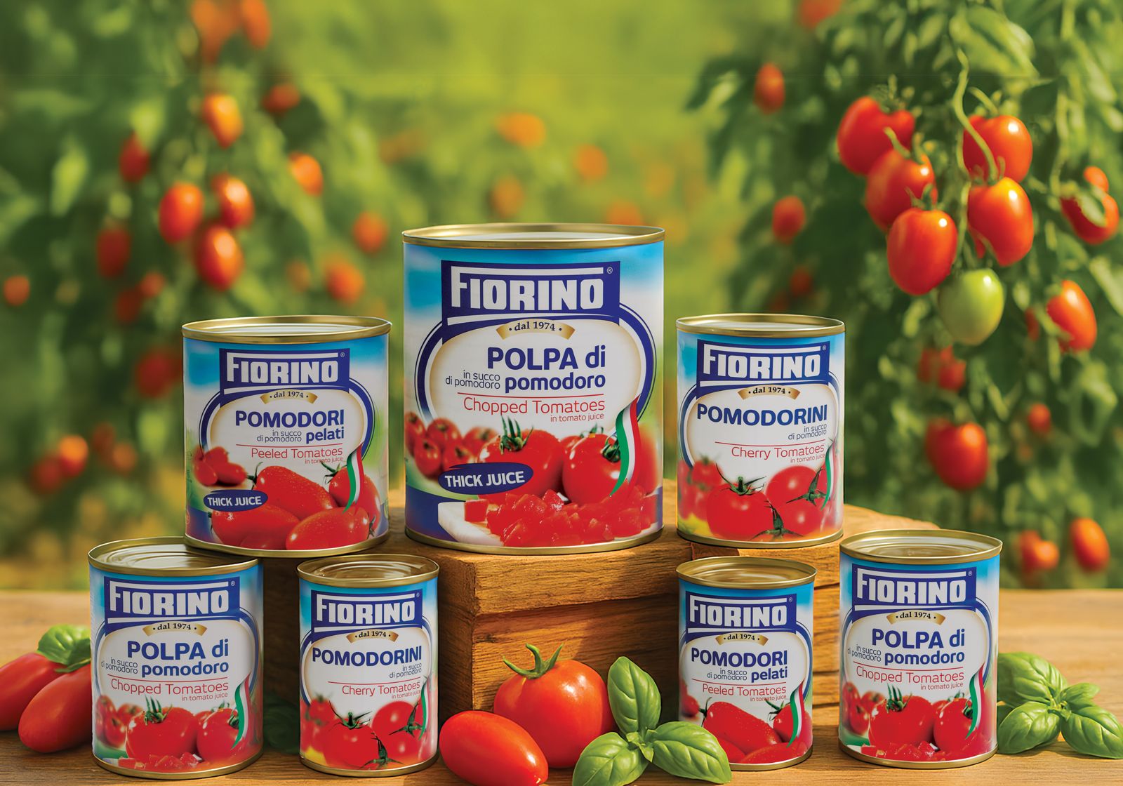 Gamma conserve e pelati Fiorino in primo piano — Felice Conserve